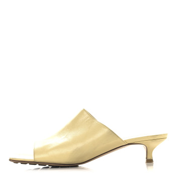BOTTEGA VENETA Lambskin Stretch Mule Sandals 37 Moon Beam