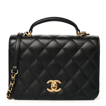 CHANEL Caviar Quilted Mini Top Handle Flap Black