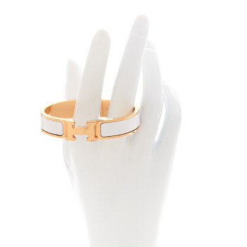 HERMES Enamel Narrow Clic Clac H Bracelet PM White