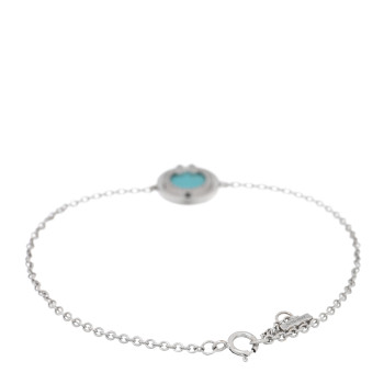 TIFFANY 18K White Gold Diamond Turquoise T Circle Bracelet