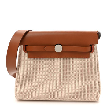 HERMES Military Toile Vache Hunter Herbag Zip Retourne 20 Ecru Beige Fauve