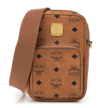 MCM Visetos Crossbody Bag Cognac