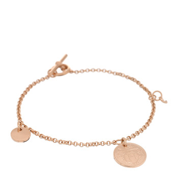 HERMES 18K Rose Gold Diamond PM Ex-Libris Bracelet ST