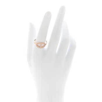 HERMES 18K Rose Gold Diamond MM Chaine d'Ancre Contour Ring 56 7.5