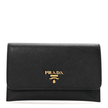 PRADA Saffiano Metal Flap Wallet Black