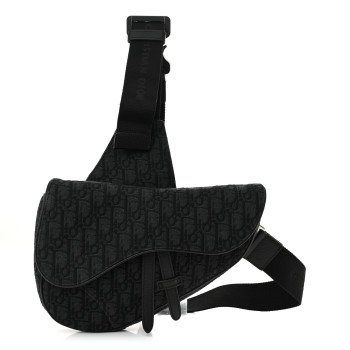 CHRISTIAN DIOR Oblique Mens Saddle Bag Black Blue