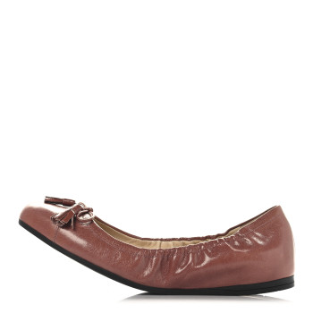 PRADA Vitello Shine Ballet Bow Flats 36 Antico