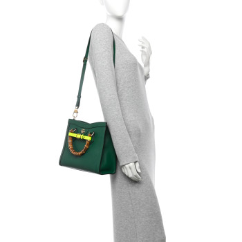 GUCCI Wonka Grain Calfskin Small Diana Tote Bag Green Yellow Fluo