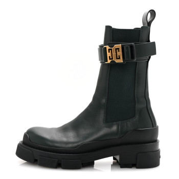 GIVENCHY Calfskin 4G Terra Ankle Boots 37 Green Black