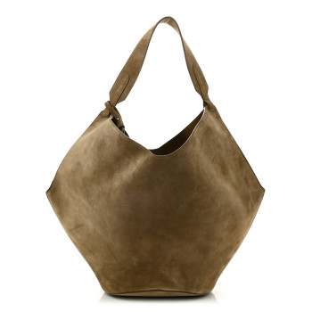 KHAITE Suede Calfskin Medium Lotus Tote Mud
