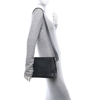 BURBERRY Soft Grain Calfskin House Check Small Helmsley Crossbody Black
