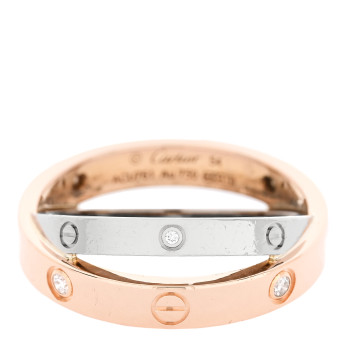 CARTIER 18K Pink White Gold 6 Diamond LOVE Ring 54 7