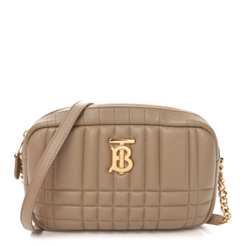 BURBERRY Calfskin Quilted Small Lola Camera Bag Oat Beige
