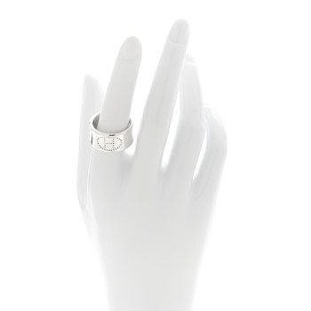 HERMES Sterling Silver GM Eclipse Ruban Ring 55 7.25