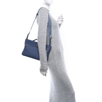 SALVATORE FERRAGAMO Hammered Calfskin Star Pouch Crossbody Bag Graphite