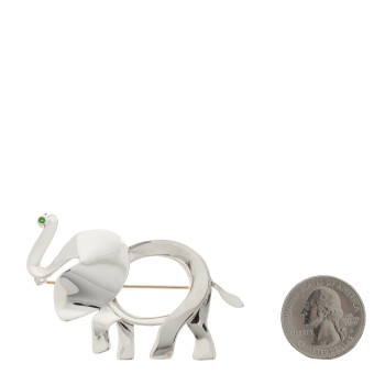 TIFFANY Sterling Silver Tsavorite Large Save the Wild Elephant Brooch