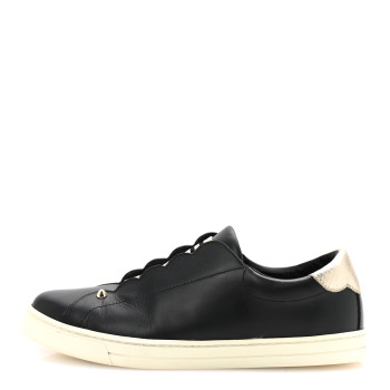 FENDI Vitello Lurex Rockoclick Slip On Sneakers 38 Black Gold