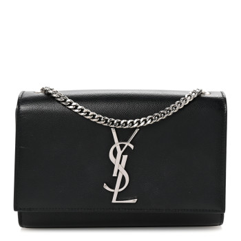SAINT LAURENT Grain De Poudre Small Monogram Kate Satchel Black