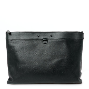 LOUIS VUITTON Calfskin Monogram Shadow Discovery Pochette Black