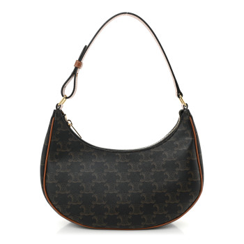 CELINE Triomphe Canvas Calfskin Ava Shoulder Bag Tan
