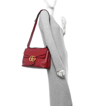 GUCCI Cellarius Calfskin GG Marmont Shoulder Bag Vulcanic Red