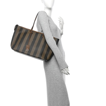 FENDI Pequin Spalmati Medium Roll Tote Tobacco Foresta