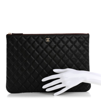 CHANEL Caviar Quilted Large Cosmetic Case Black