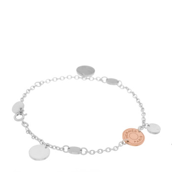 HERMES Sterling Silver 18K Rose Gold Confettis Bracelet LG