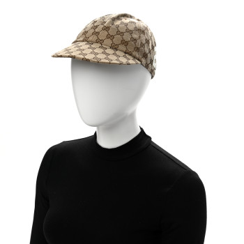 GUCCI Monogram Patch Logo Soft Baseball Hat S Beige Cocoa