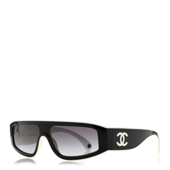 CHANEL Acetate Cat Eye Sunglasses 6057 White Black