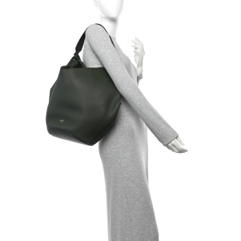 KHAITE Pebbled Sport Calfskin Medium Lotus Tote Bottle Green