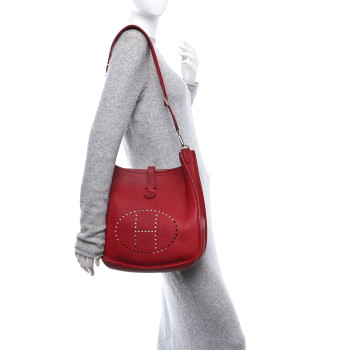 HERMES Taurillon Clemence Evelyne II GM Rouge Garance