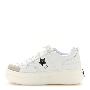 CHRISTIAN DIOR Calfskin Suede Dior Star Ors Platform Sneakers White Black 38.5 White Black
