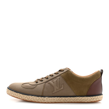 LOUIS VUITTON Canvas Suede Espadrille Mens Sneakers 10 Green