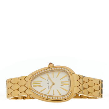 BULGARI 18K Yellow Gold Diamond Bezel 33mm Serpenti Seduttori Quartz Watch