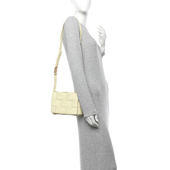 BOTTEGA VENETA Grained Calfskin Maxi Intrecciato Cassette Crossbody Bag Ice Cream