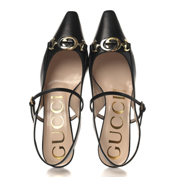 GUCCI Malaga Kid Zumi Low Heel Slingback Pumps 35 Black