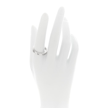 GUCCI 18K White Gold Icon Heart Band Ring 61 9.5