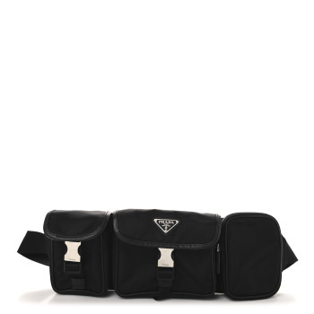 PRADA Tessuto Nylon Saffiano Marsupio Triple Pocket Belt Bag Black