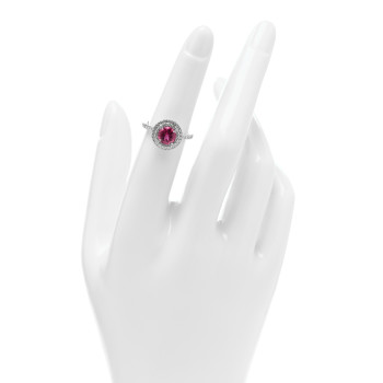 TIFFANY Platinum Diamond Ruby Soleste Ring 49 5