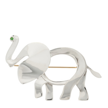 TIFFANY Sterling Silver Tsavorite Large Save the Wild Elephant Brooch