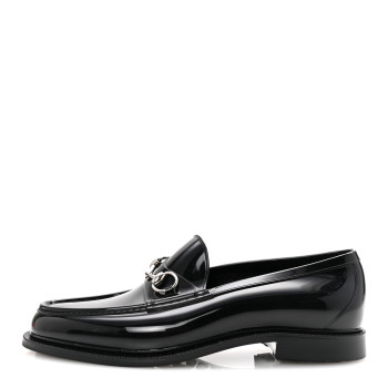 GUCCI Rubber Mens Horsebit Moccasin Loafers 10 Black