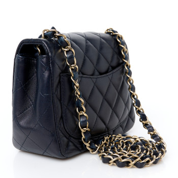 CHANEL Lambskin Quilted Mini Square Flap Navy