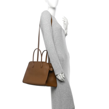 THE ROW Matte Grained Calfskin Soft Margaux 12 Taupe