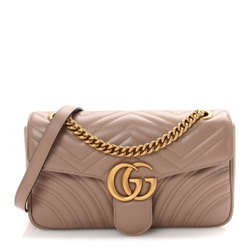 GUCCI Calfskin Matelasse Small GG Marmont Shoulder Bag Porcelain Rose
