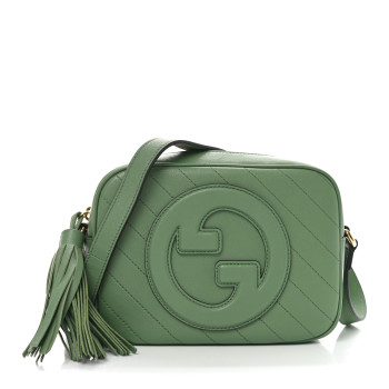 GUCCI Sakai Be Green Calfskin Diagonal Stitched Small Blondie Shoulder Bag Green Soil Grass