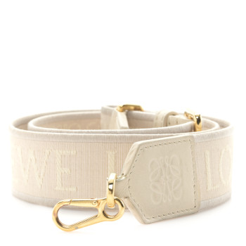 LOEWE Calfskin Jacquard Webbing Anagram Strap Ecru