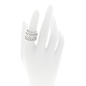 DAVID YURMAN Sterling Silver Diamond Cable Cigar Band Ring 53 6.25