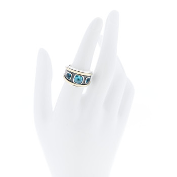 DAVID YURMAN Sterling Silver 14K Yellow Gold Blue Topaz Renaissance Ring 55 7.25
