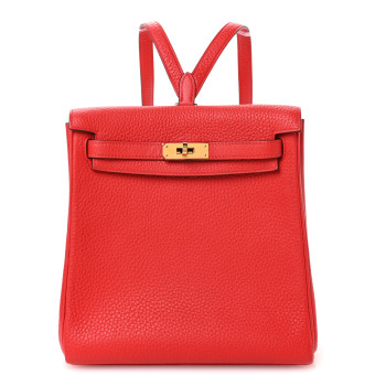 HERMES Taurillon Clemence Kelly Ado Backpack Rouge De Coeur